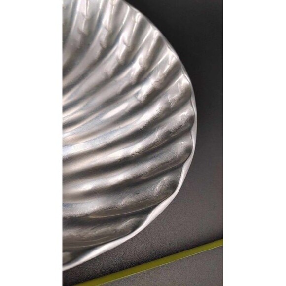 VTG Double Seashell Tray Dish Ocean Beach Hollywood Regency Mexico Pewter Silver - Picture 7 of 10